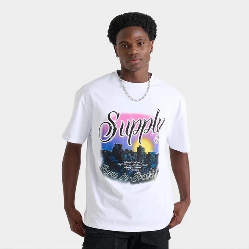 Sz Xl Men's Supply & Demand Brooklyn Airbrushed Graphic T-Shirt